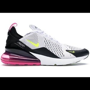 Nike Air Max 270 White Black Fuchsia Volt Men 9 Women’s 10.5